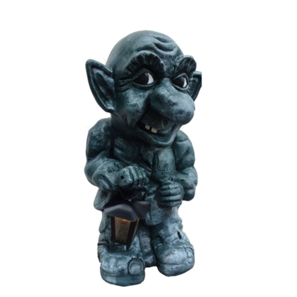 Decorative sculpture designed as a dark grey gobin with a lamp 50cm G5