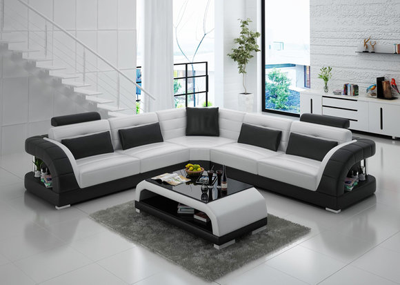 Leather Sofa Couch Living Landscape Corner Sofa Set Design Modern Sofa G 8012B