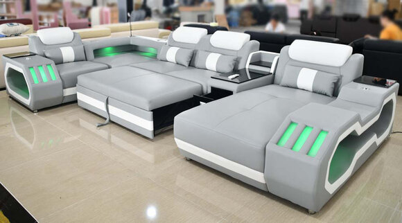 Grey New Sofa U-Form Fabric Sofa Couch Living Landscape Design Modern Leather Sofas
