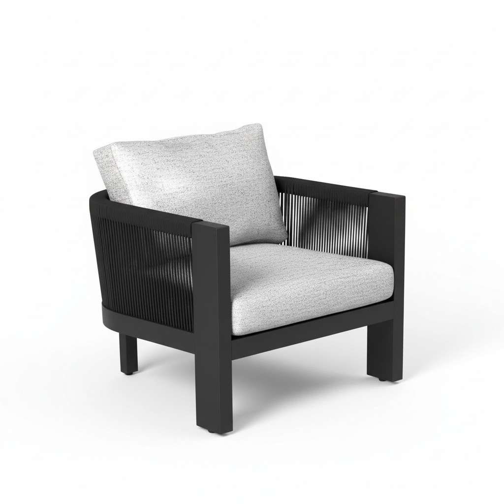 Garden chair lounge chair garden chair with cushions black
