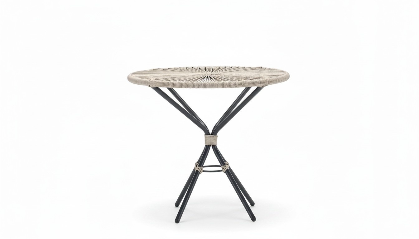 High-Quality Gray Coffee Table Modern Rattan Round Design Luxury