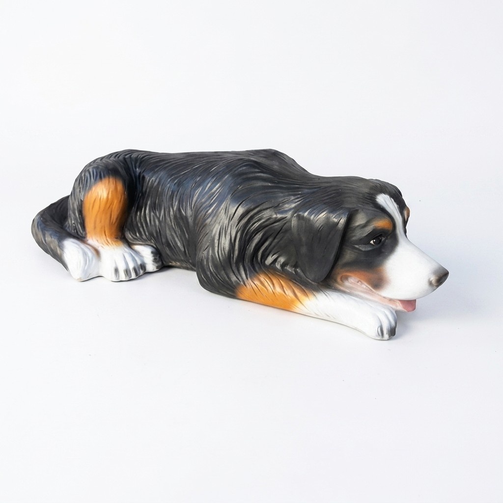 Decorative garden sculpture designed as lying dog figure 24x100cm sizes A455