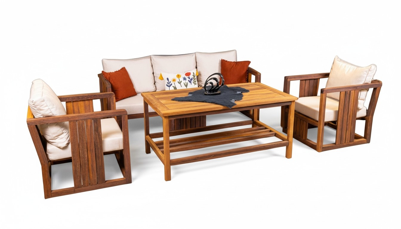 Garden furniture seating group sofa coffee table armchair water-resistant beige