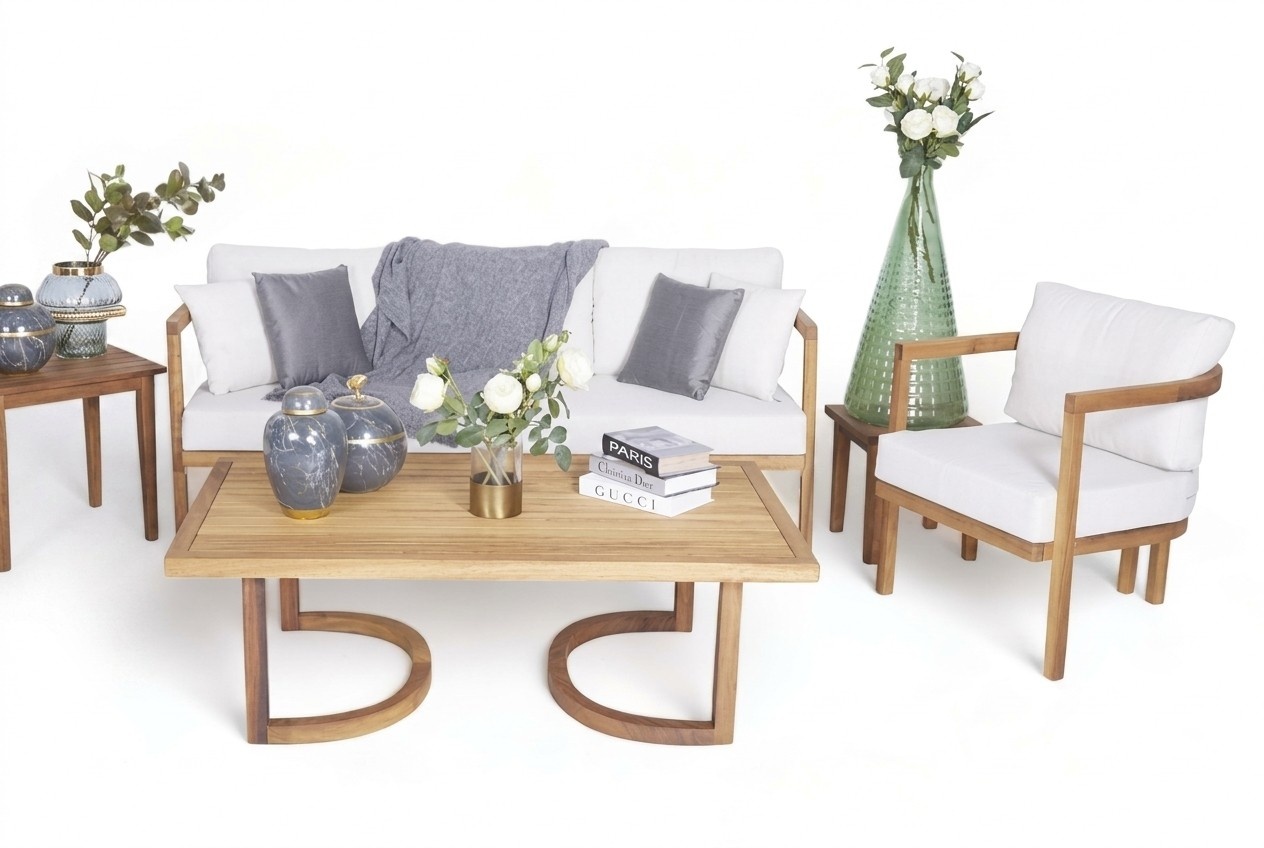 3-Piece Garden Furniture Set Stylish Complete 3+1 Seater Coffee Table Modern
