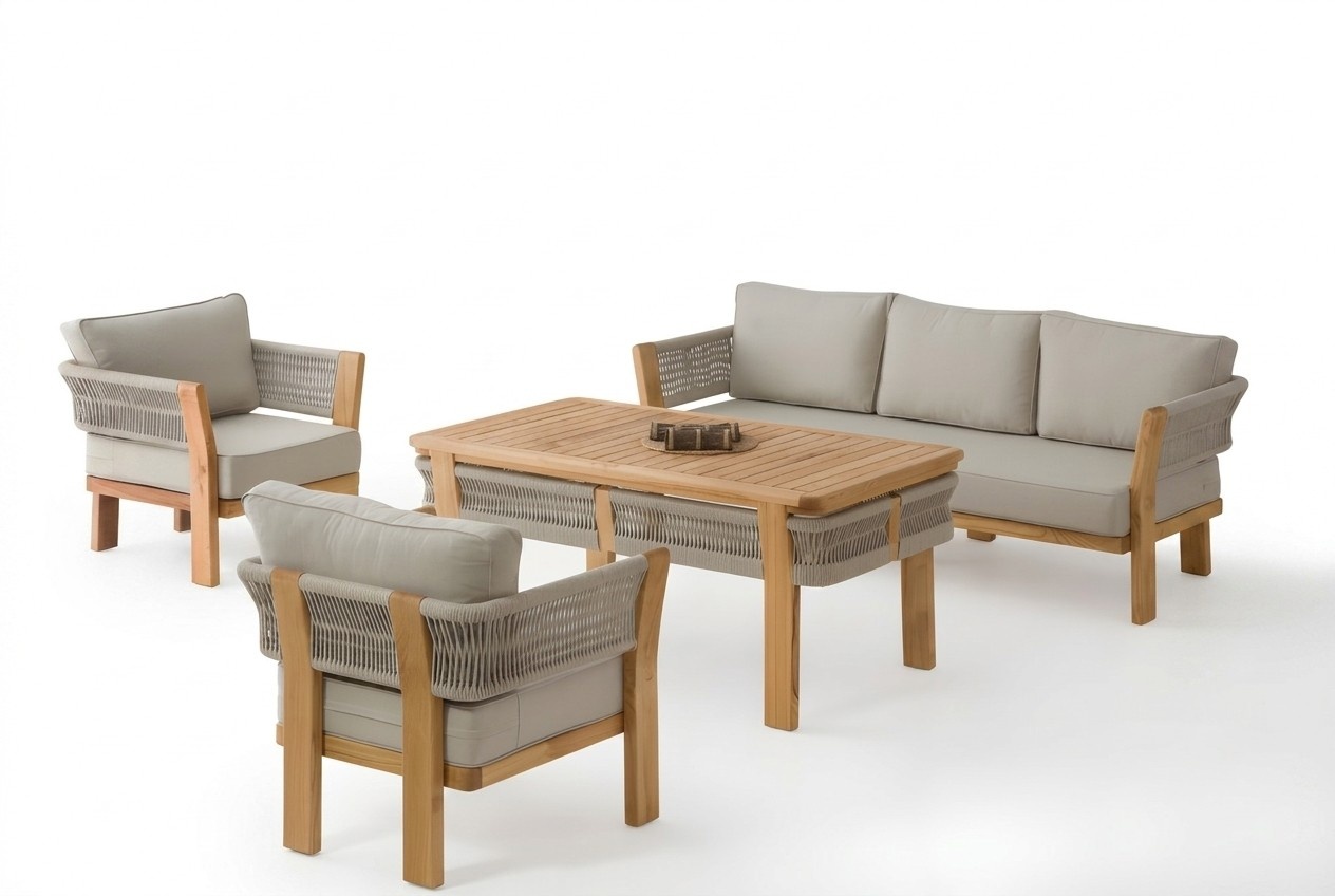 Garden Furniture Set Gray Wood/Textile Modern for Balcony and Garden