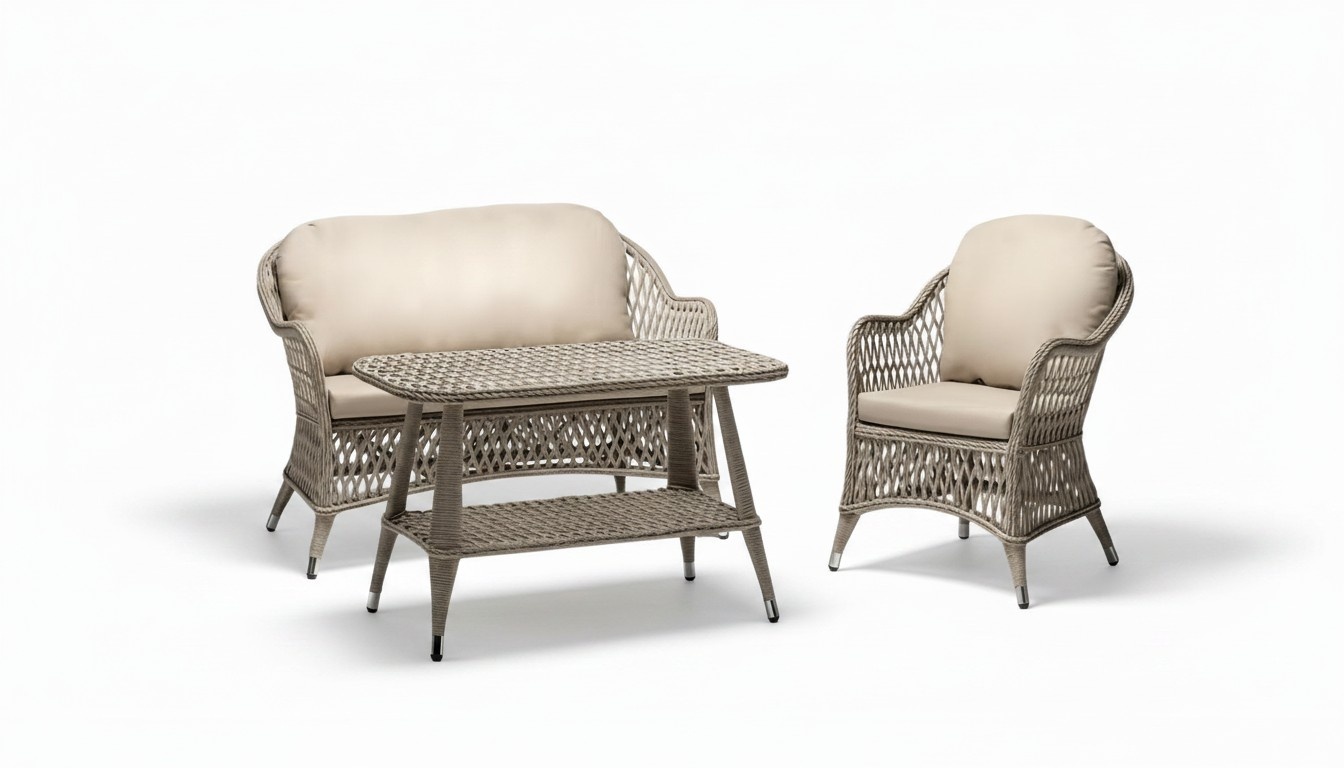 Garden furniture sofa 2-seater beige robust garden rattan set coffee table armchair