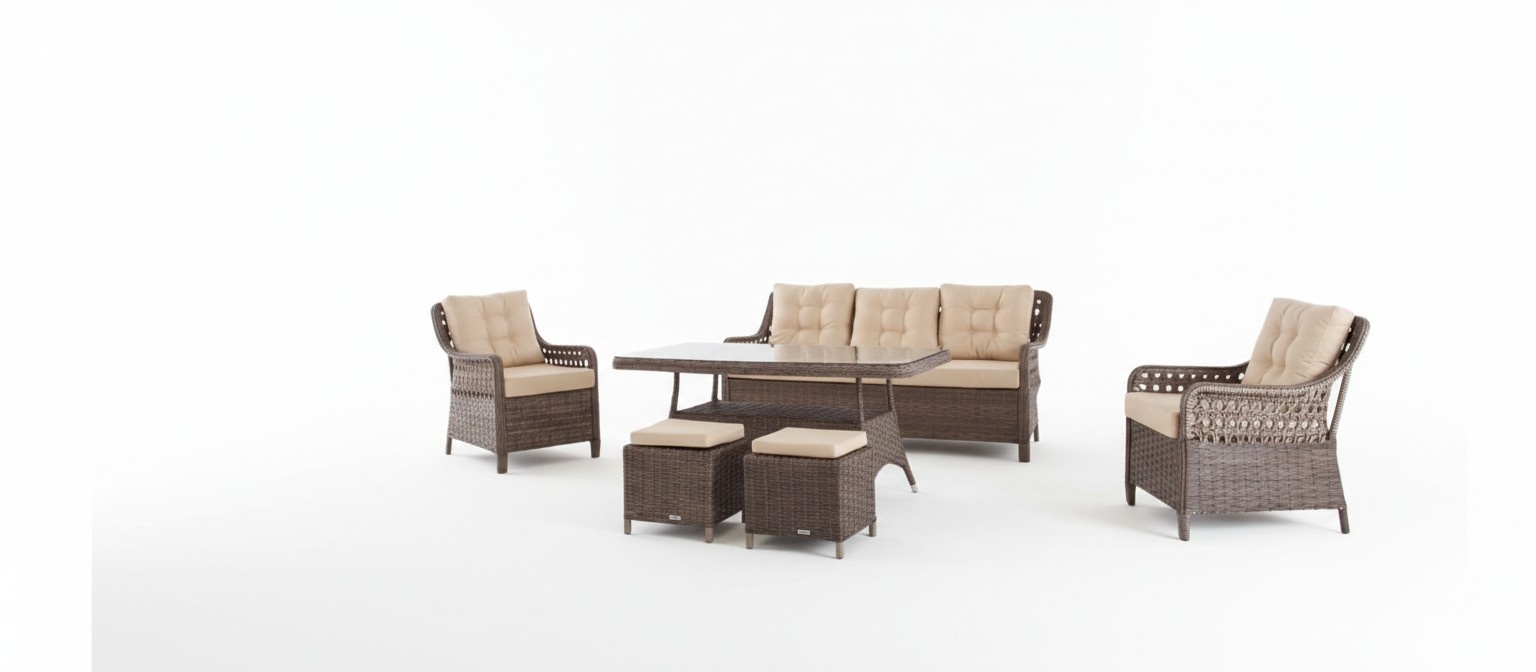 Garden furniture Sofa set Table Armchairs Seating groups Veranda Stools 6 pcs.