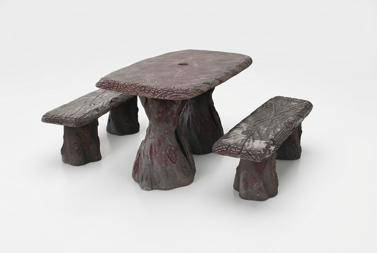 Garden furniture table with 2 benches terrace furniture stone wood garden set immediate