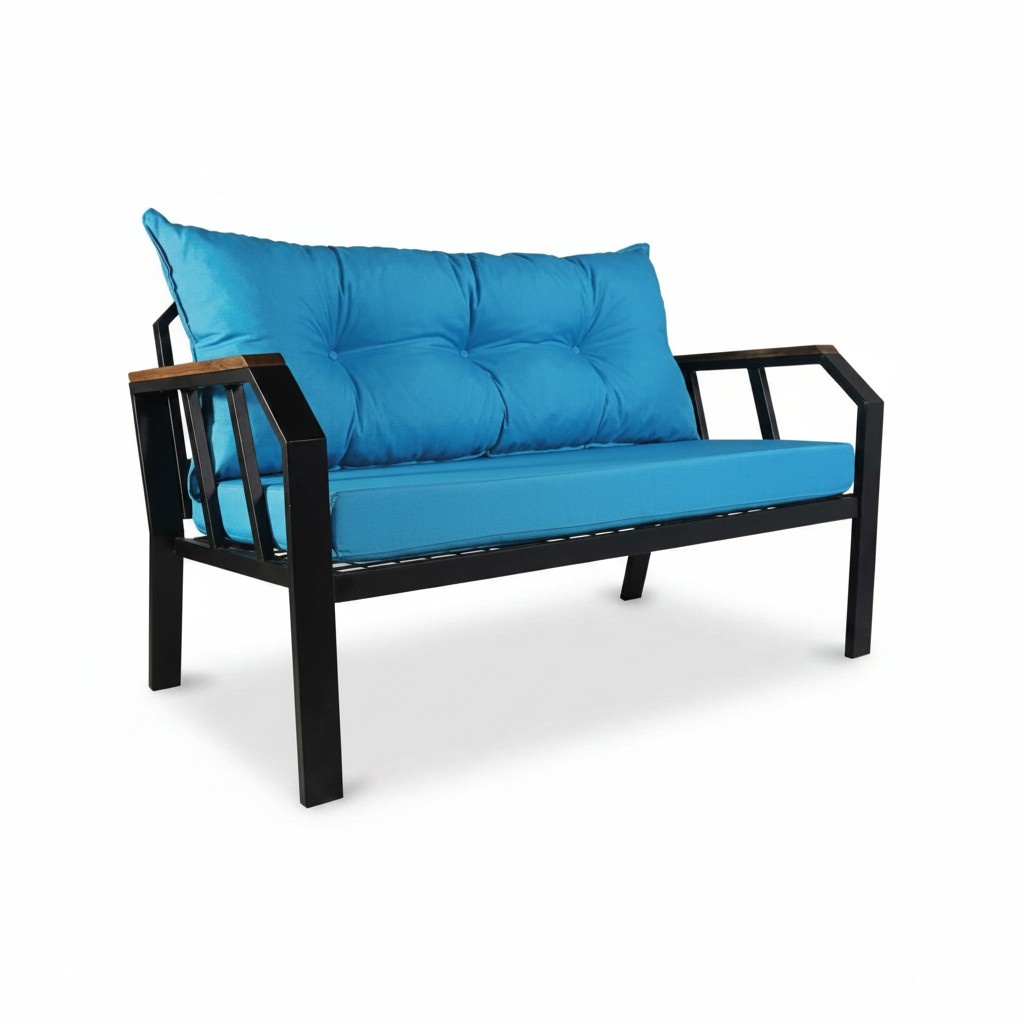 Garden sofa 2-seater sofa mini couch small sofa with cushions metal frame