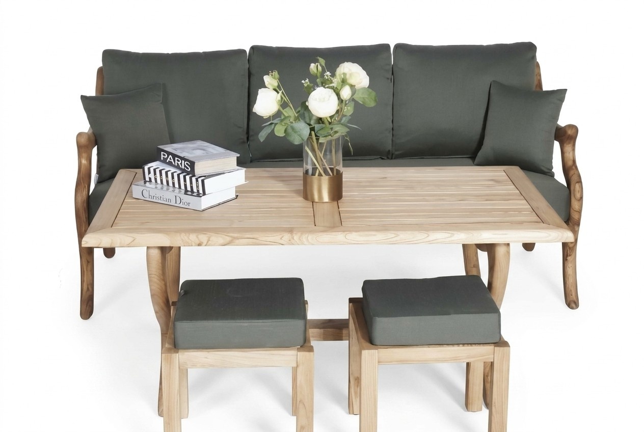 Garden terrace furniture set sofa 3-seater wood dining table modern garden furniture