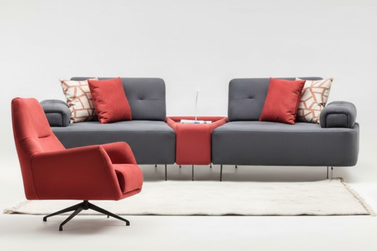 Set fabric sofa two seater sofa armchair Counch upholstered sofa grey1