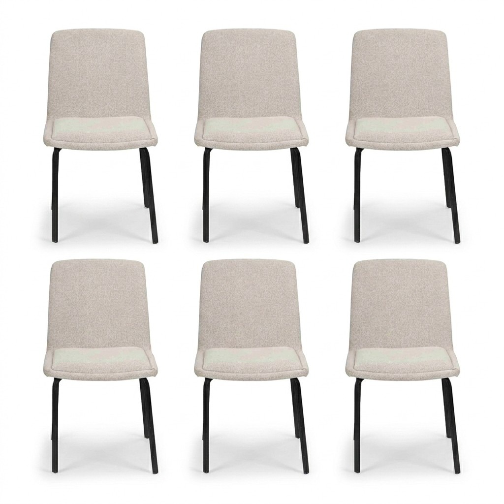 Set metal armchair upholstery white chairs dining room textile set 6x armchair chair