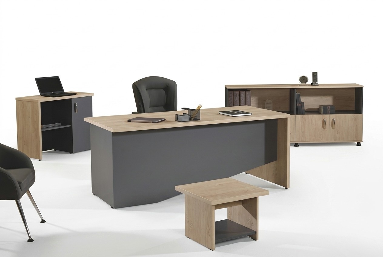 Office furniture complete office desk set 4 pcs wood grey office
