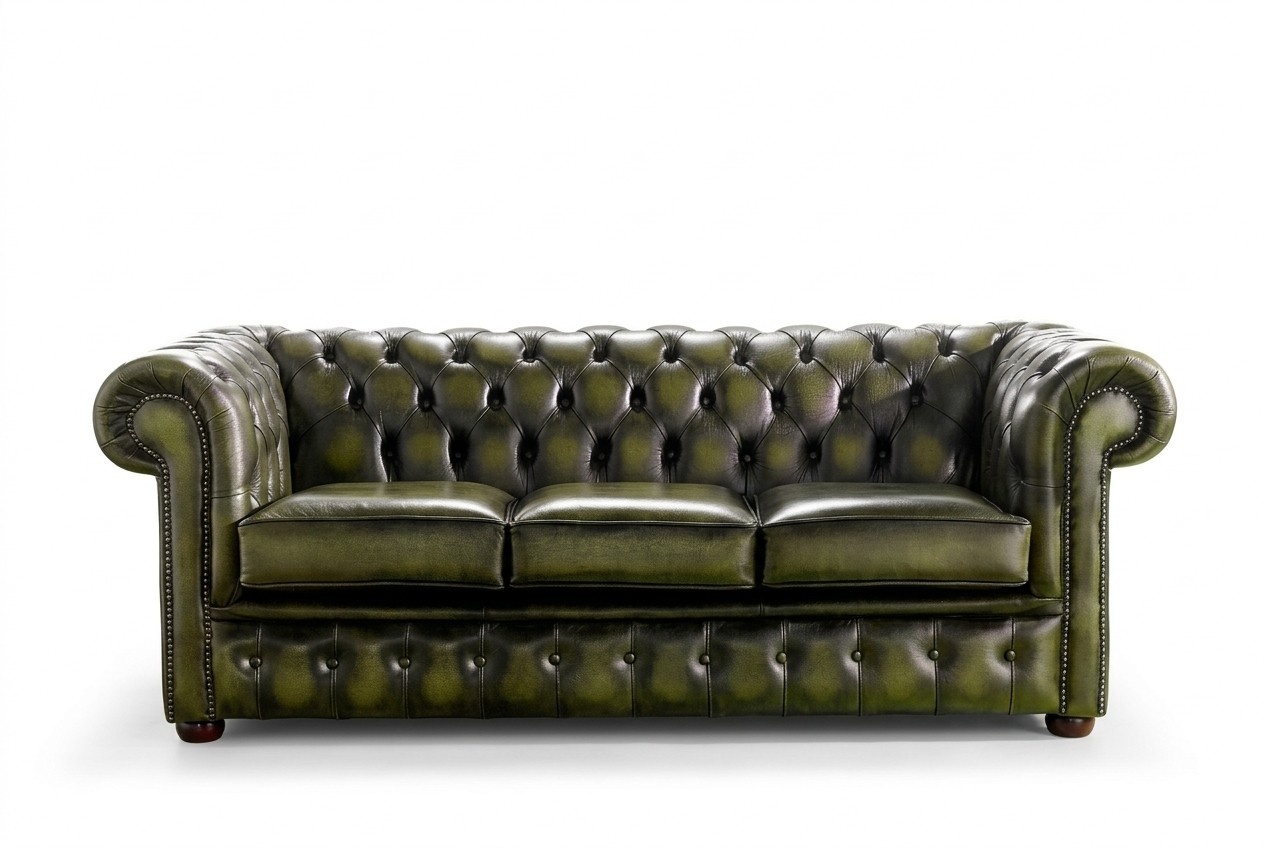 Real leather sofa 3 seater couch green sofas couches upholstery seat set new