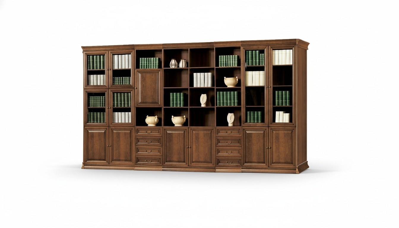 Giant brown office cabinet solid wood study furniture bookshelves