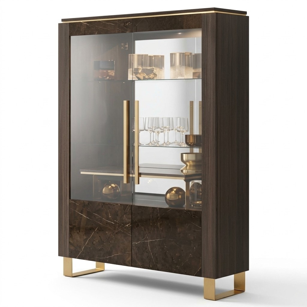 Glass Cabinet Display Case Luxury Cabinet Wooden Style Glass Shelf Cabinets