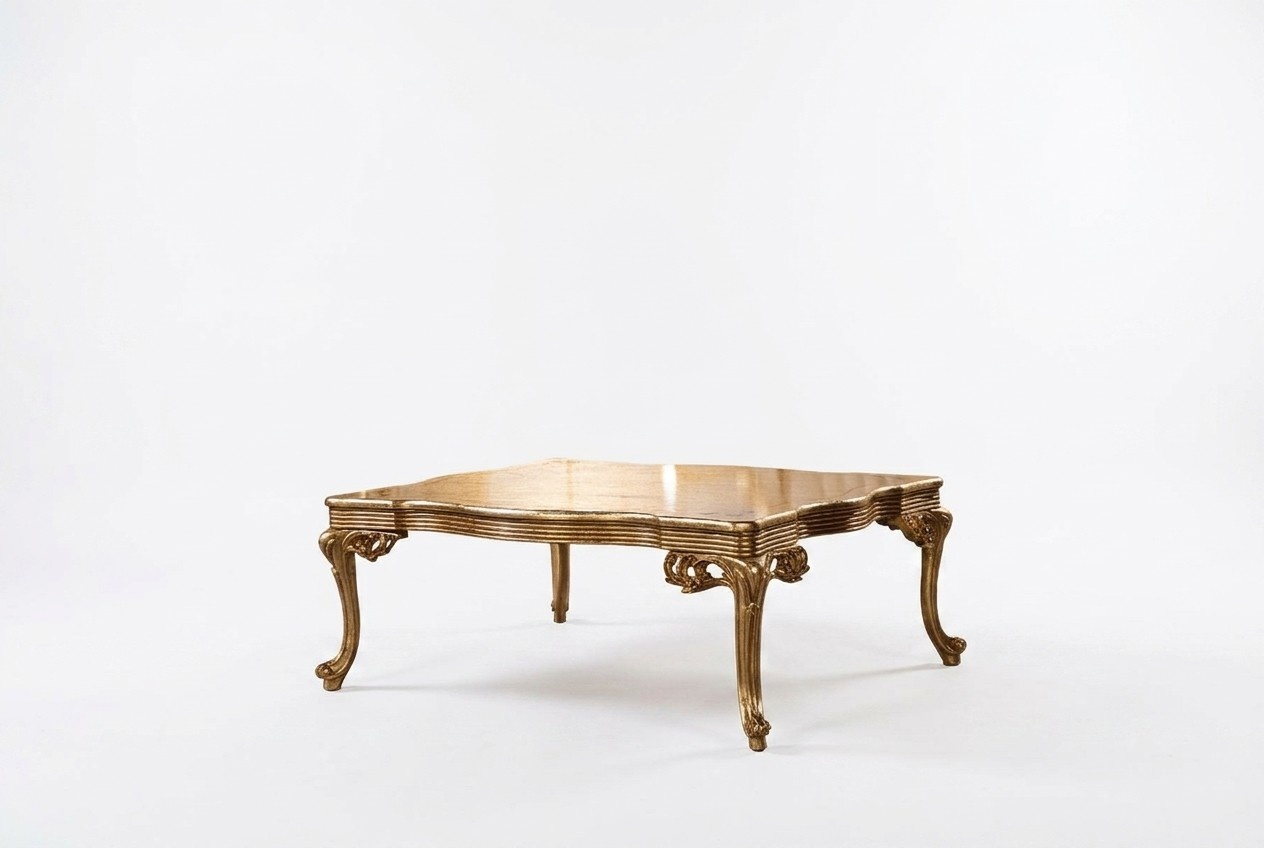 Baroque Rococo Gold Solid Wood Coffee Table for the Living Room