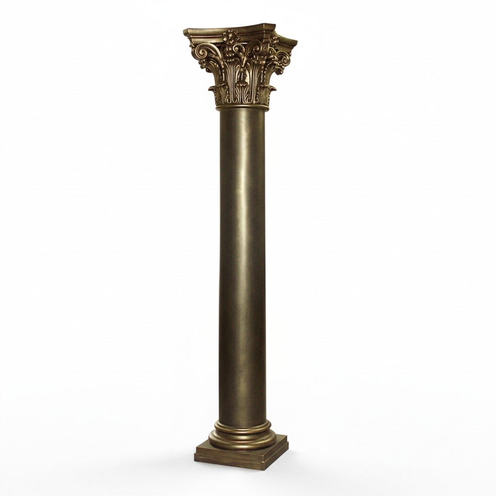 Decorative high column in antique greek corinthian order style, 275cm height