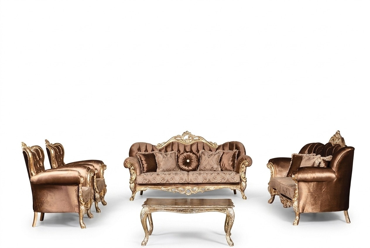 Golden velvet couch set Chesterfield sofa set sofa furniture wood 5pcs