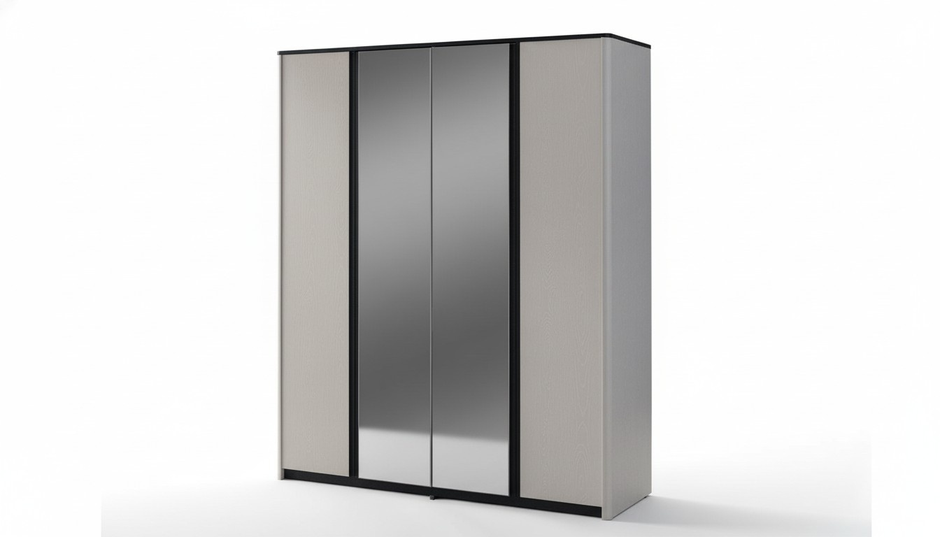 Grey bedroom wardrobe Designer mirror wardrobe Wooden wardrobe