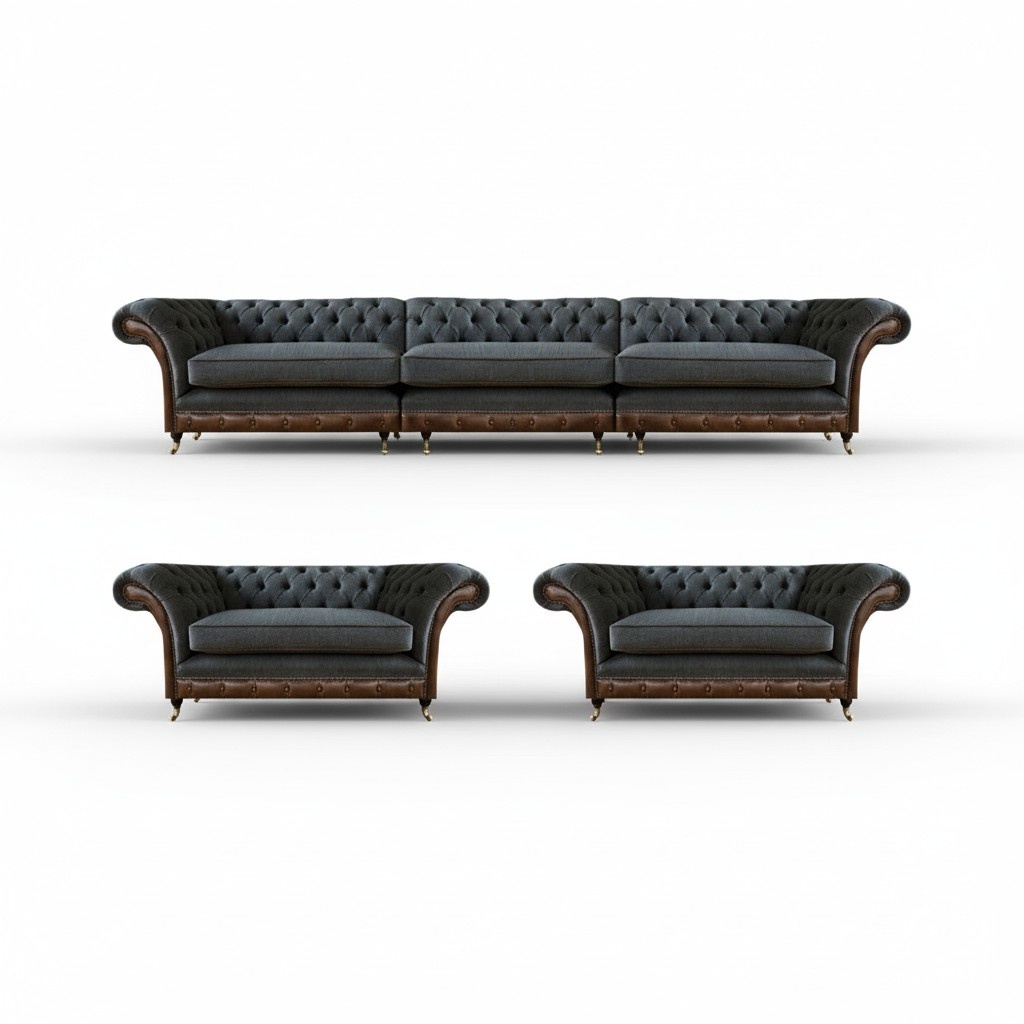 Gray-brown Chesterfield sofas designer armchair upholstered couch elegant furniture