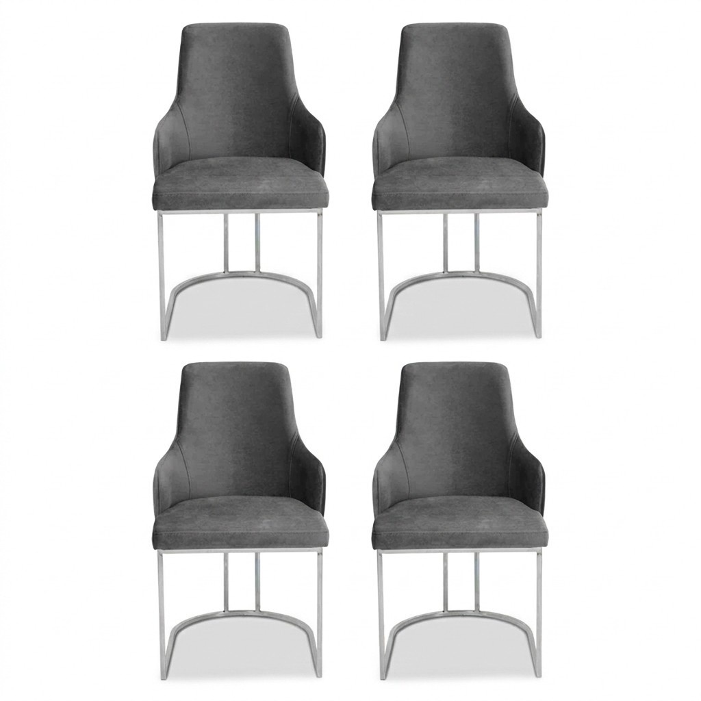 Grey Chair Set Dining Room Chairs Luxury Seating Kitchen Furniture 4pcs
