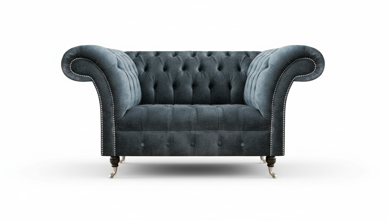 Gray Chesterfield fabric designer two-seater living room upholstered sofa