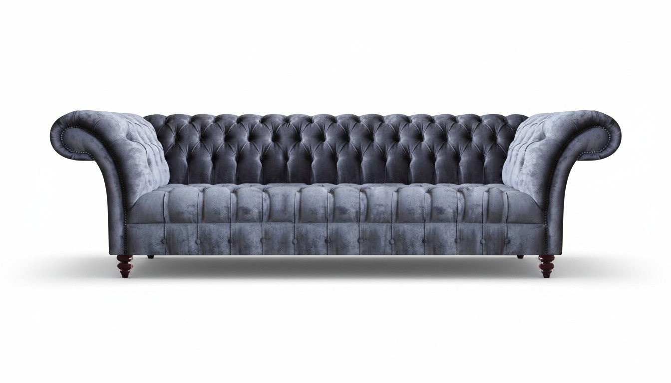 Gray Chesterfield Four-Seater Living Room Modern Furniture 4-Seater Sofa