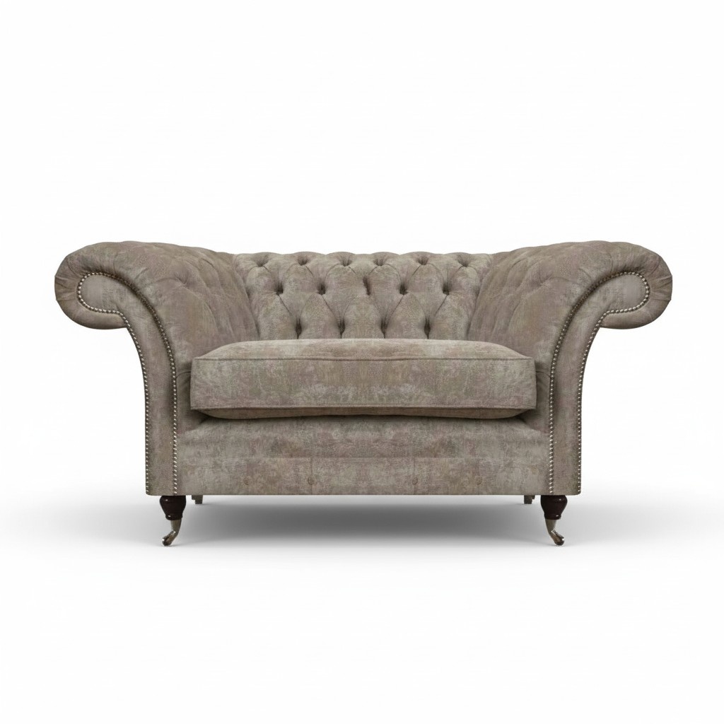 Gray Chesterfield armchair living room seating furniture upholstered chair furniture
