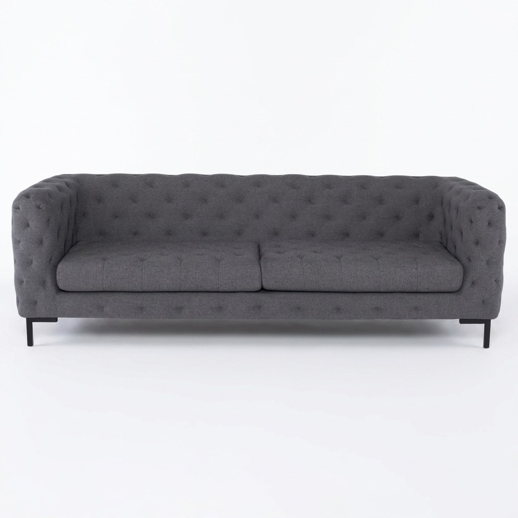 Grey Chesterfield sofa 3-seater couch upholstery fabric leather couches textile modern style