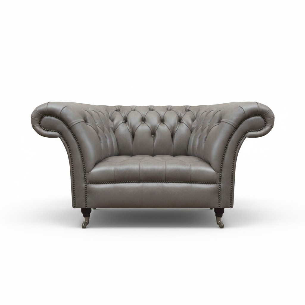 Gray Chesterfield armchair leather chair single seat living room 1-seater