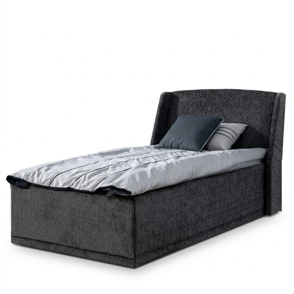 Gray children\'s single bed luxury youth room furniture wooden bed frame