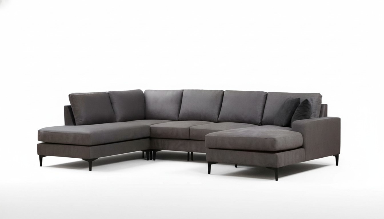 Grey Designer Sofa Modern Living Room Fabric Couch Designer U-Shaped Furniture