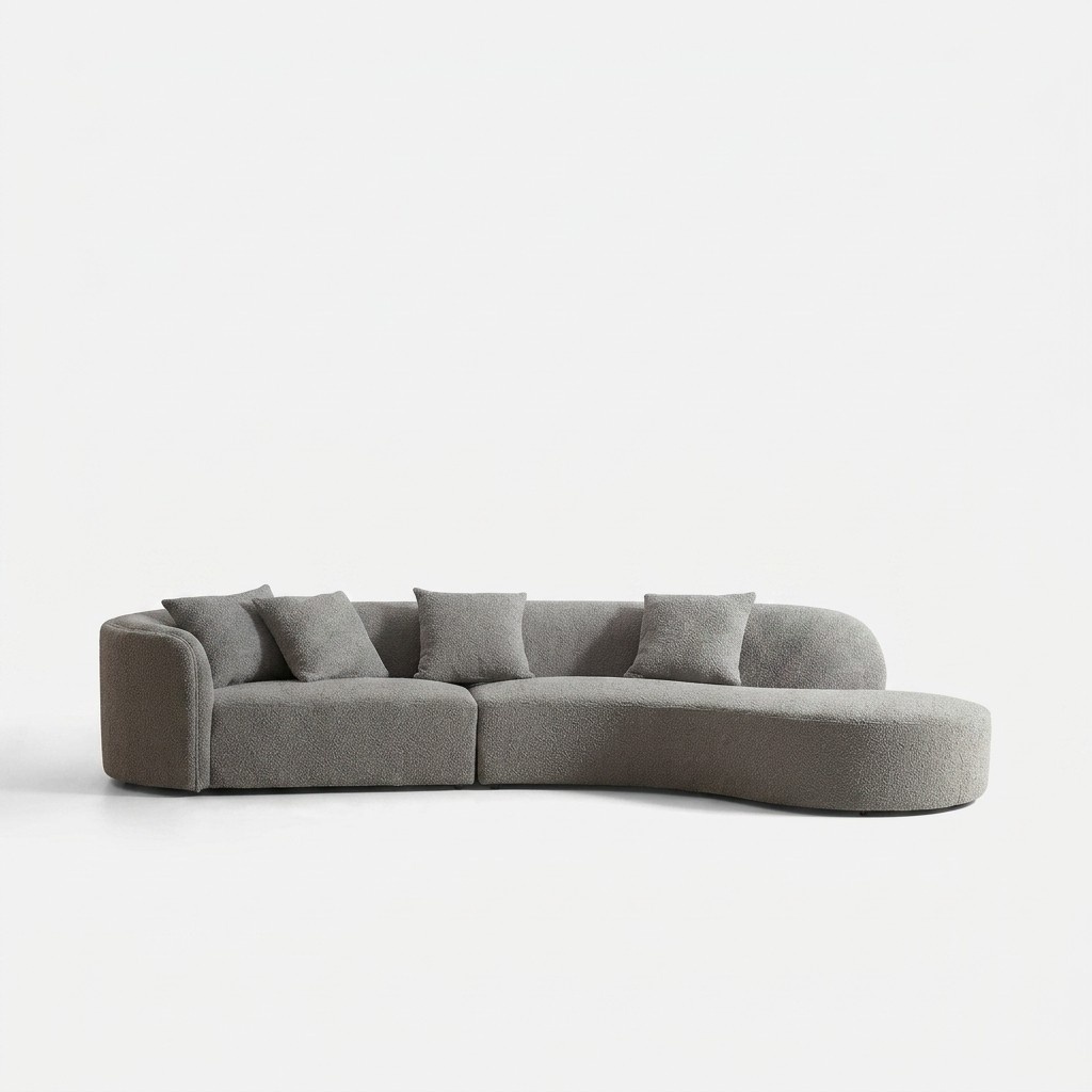 Gray five-seater luxury sofa Large living area Modern furniture