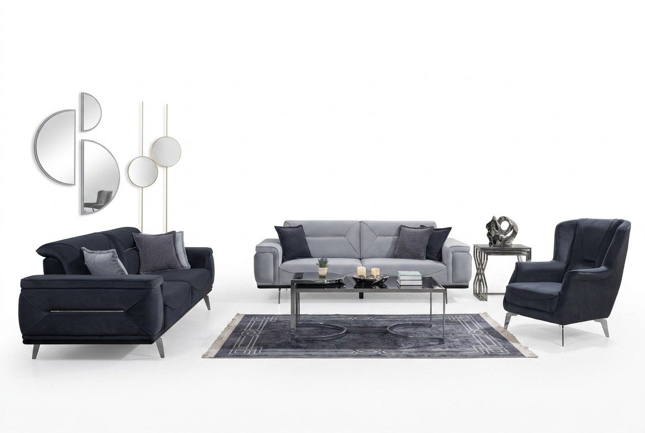 Grey living room sofas Designer sofas 3-seater luxury single-seater armchair