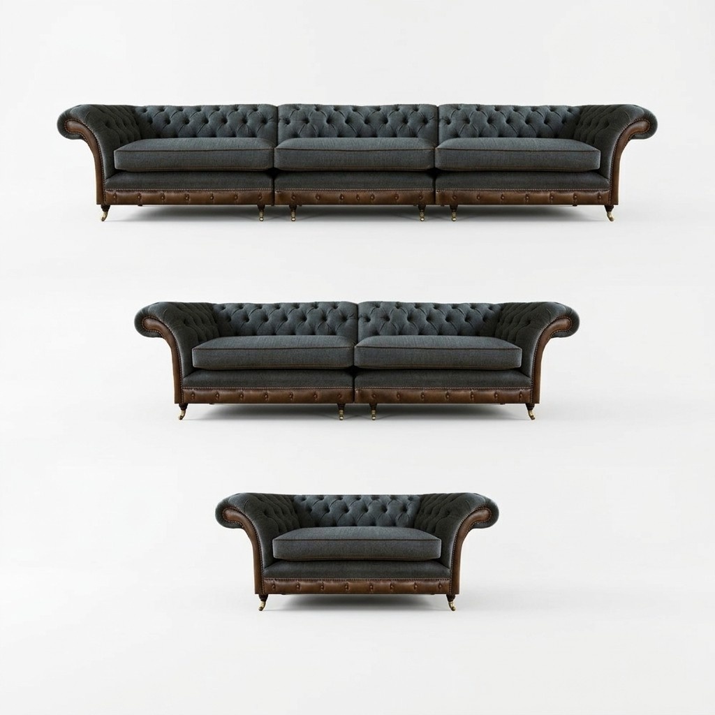 Gray luxury Chesterfield upholstery furniture designer sofas 3-piece set