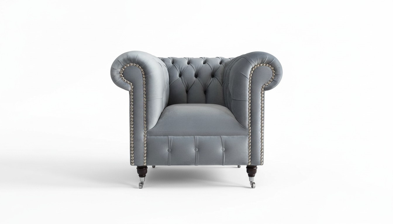 Gray luxury Relax Chesterfield Club armchair Cheserfield Lounge 1 seater