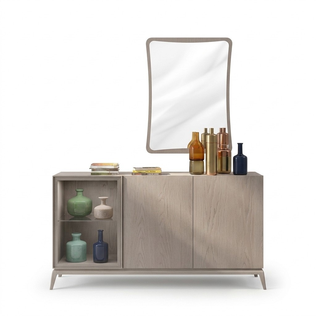 Gray sideboard luxury chest of drawers modern sideboard glass door wood furniture new