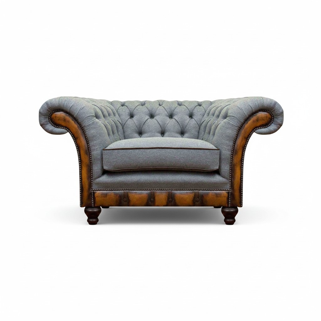 Gray single Chesterfield armchair designer cocktail 1-seater