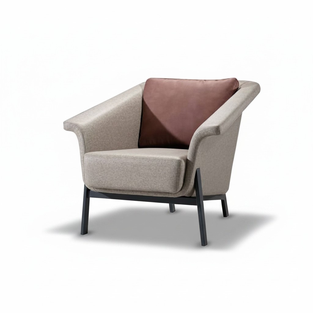 Gray single-seater designer armchair living room leather chair 1-seater