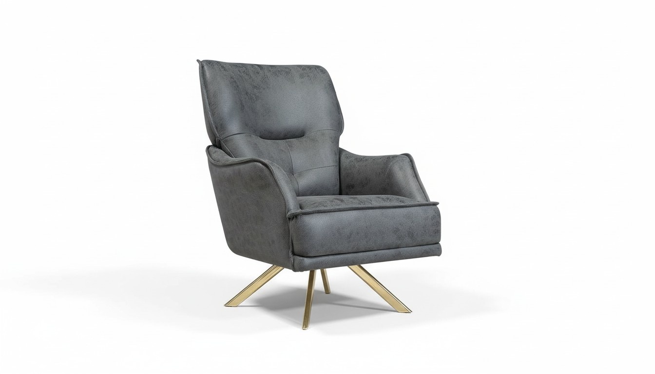 Gray single-seater exclusive armchair Lounge Club 1-seater luxury single-seater