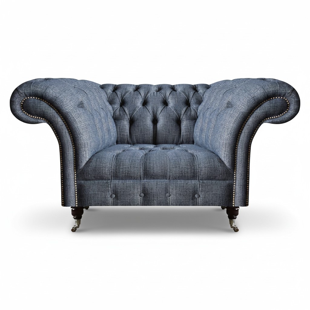 Grey textile sofa Chesterfield living room two-seater furnishing sofas
