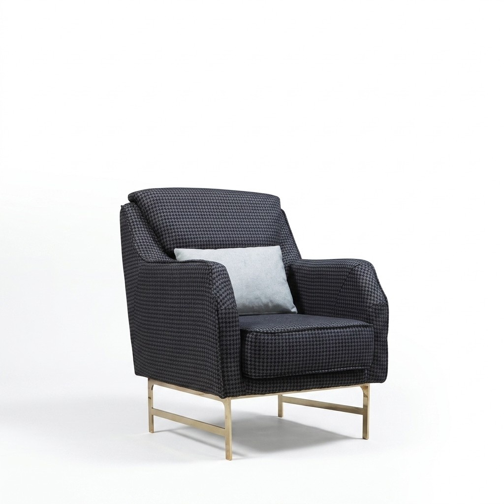 Grey upholstered armchair stainless steel single seater living room armchair new