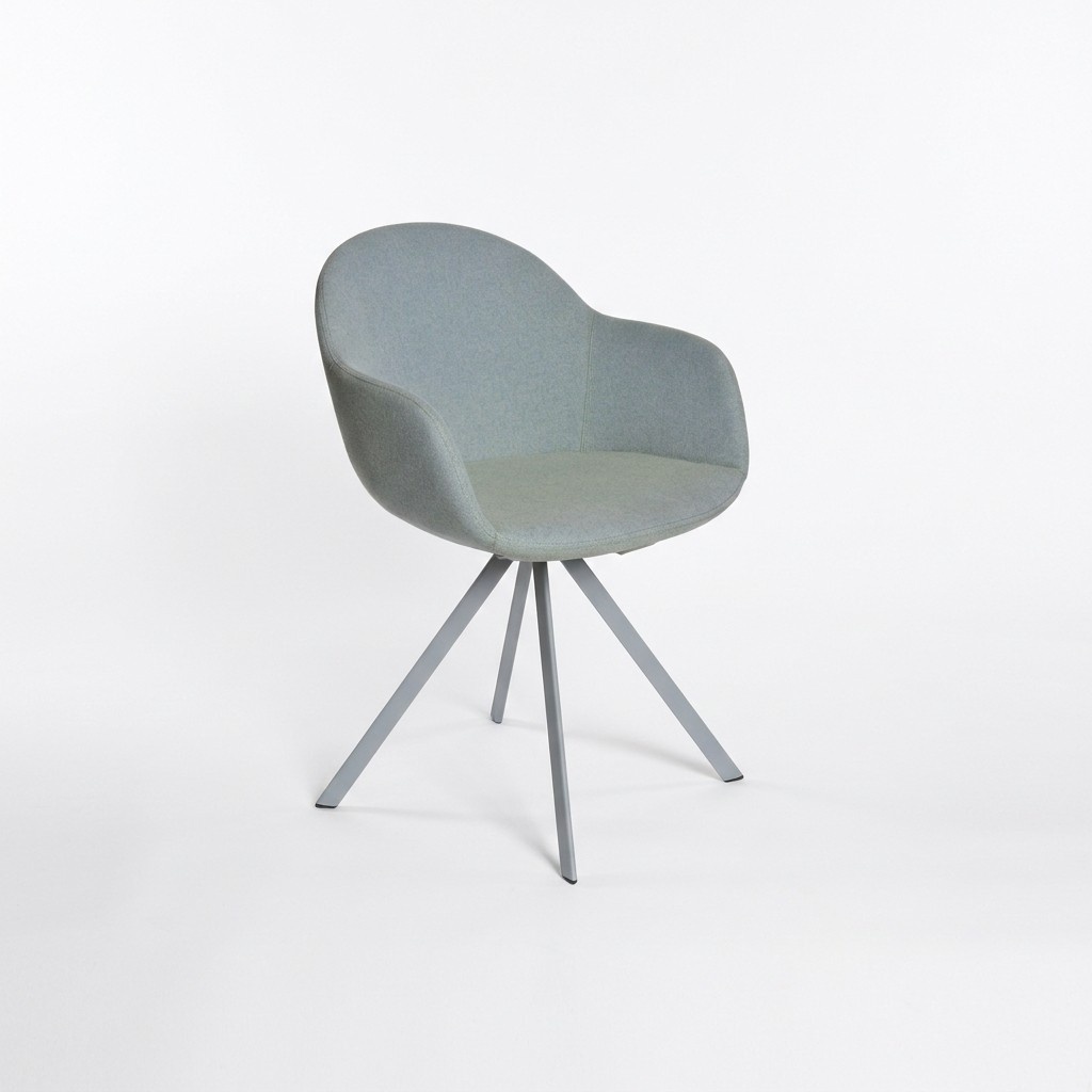 Grey upholstered chair Luxury textile armchair Dining room furniture Stylish single seater