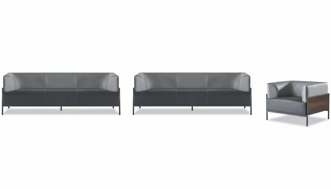 Gray waiting room furniture luxurious 2x 3-seater elegant armchair 3-piece set