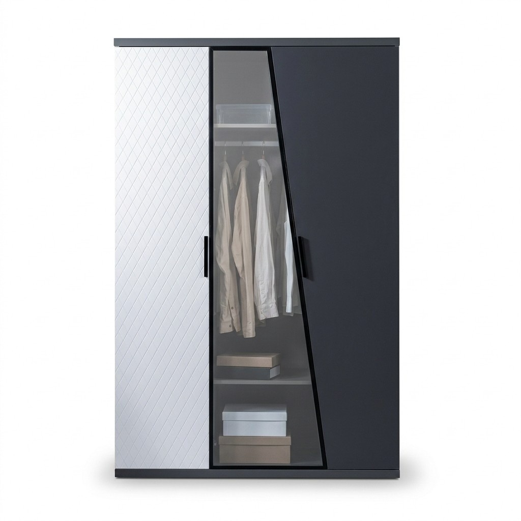 Gray-white wardrobe youth room cabinet luxurious wooden wardrobe
