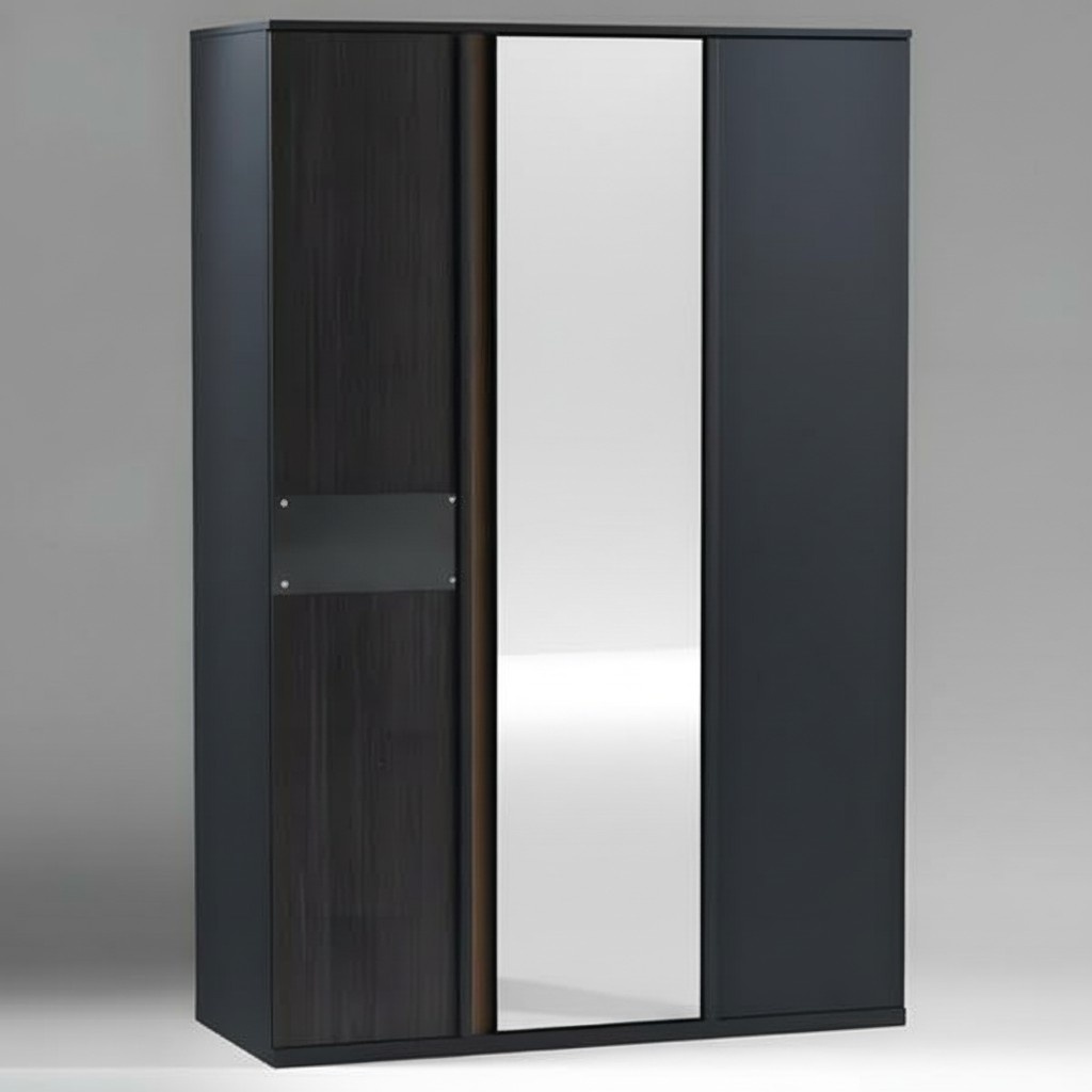 Gray wooden wardrobe modern, elegant storage for the bedroom.