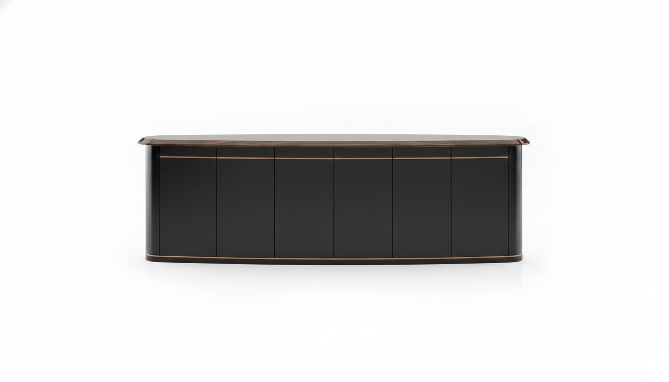 Gray wooden console, modern, elegant design, versatile, durable.