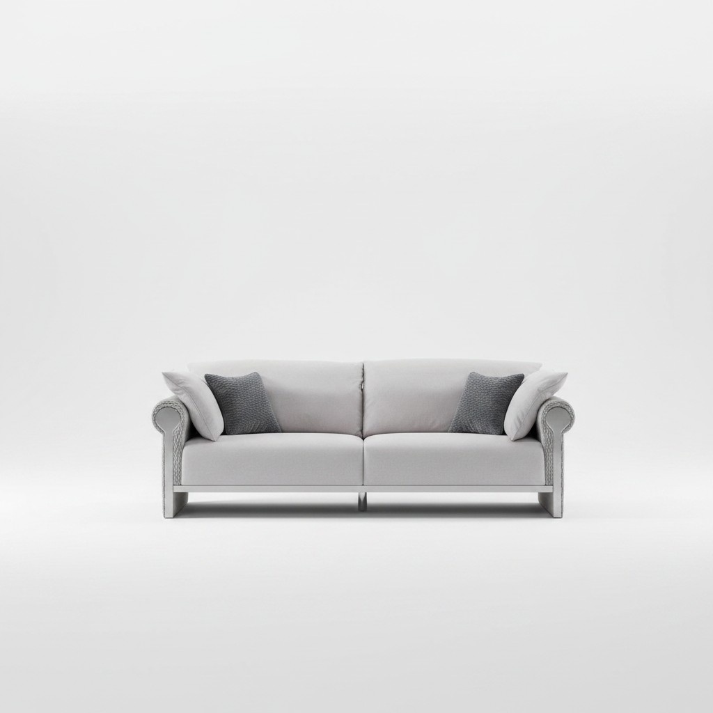 Gray wood-textile 2-piece living room set with sofa and coffee table.
