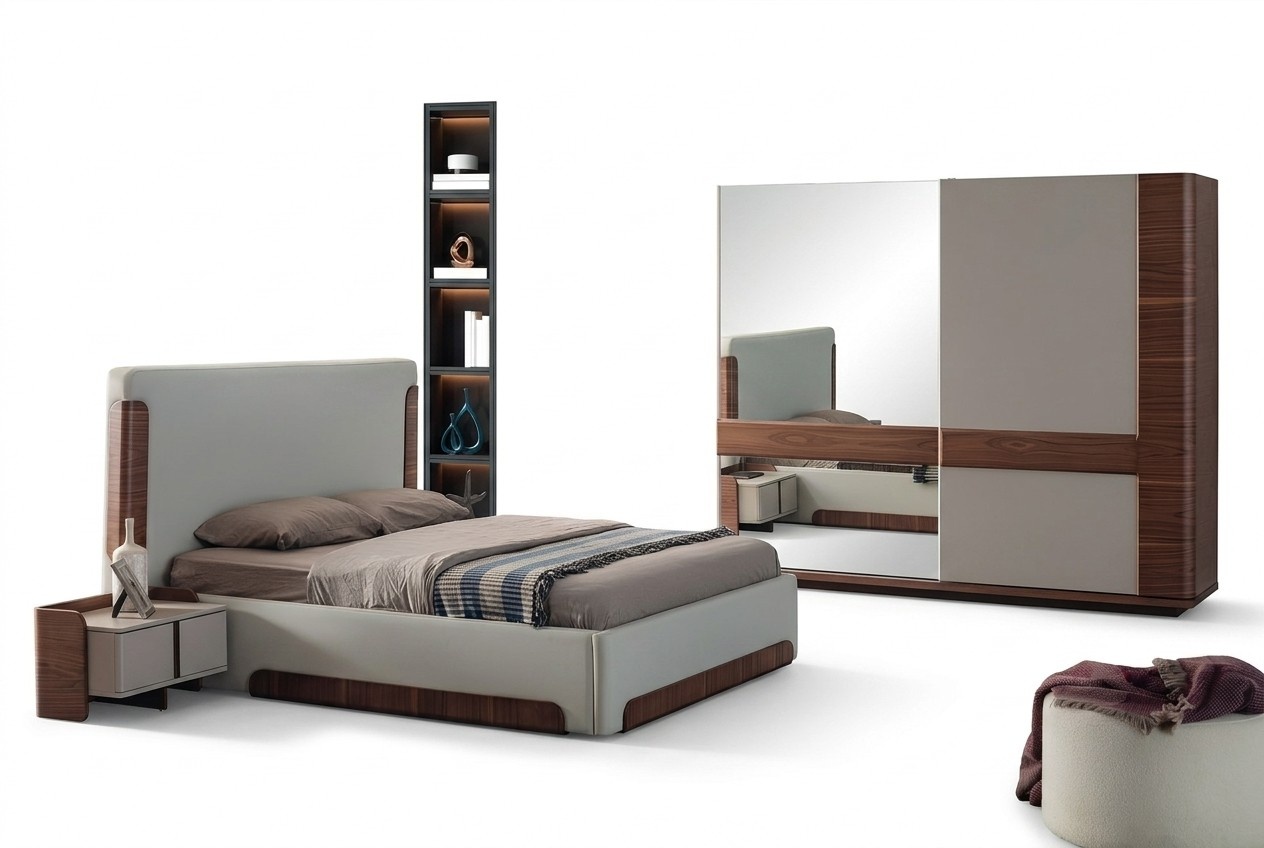 Graceful bedroom furniture luxury upholstered bed designer wardrobe